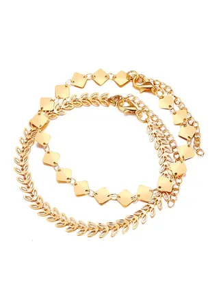 2-Piece Alloy Brief Design Anklet Chain 