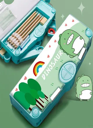 Double Layer Kids Students Korean Style Pencil Case Stationery Case Pen Case Desktop Storage Case 