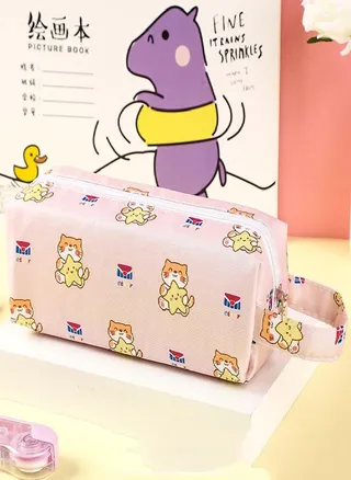 Bag Plaid Pattern Students School Supplies Canvas Pencil Case Pen Case Pencil Bag Pencil Pouch 