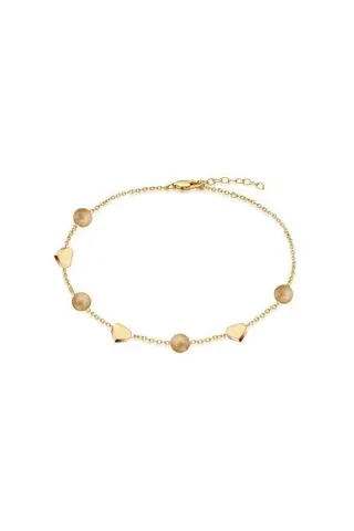 Plated Heart Shape Anklet With Beads 