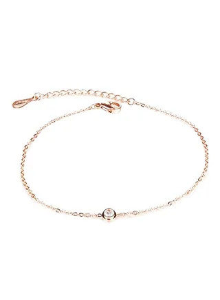Rose Gold Plated Crystal Studded Anklet 