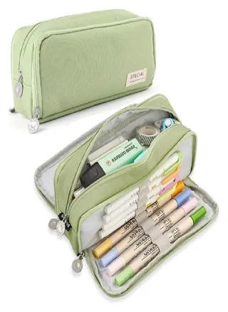 Pencil Case Large Pencil Pouch Big Capacity Pencil Bag Makeup Bag Canvas Stationery Box Cosmetic Bag 