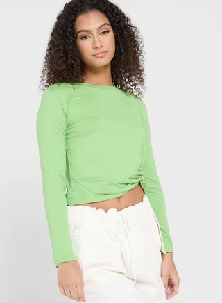Long Sleeve Knotted T-Shirt 