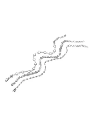 3-Piece Rhinestone Fishbone Chain Anklet Foot Bracelet Set 