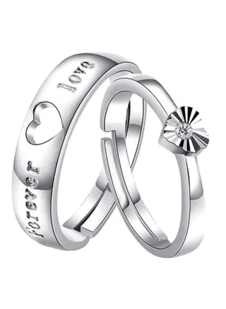 Silver Plated Rhinestone Studded Couple Rings 