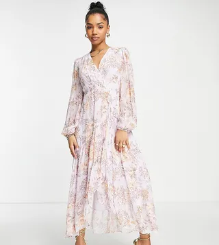 Ever New high low ruffle maxi dress in purple floral