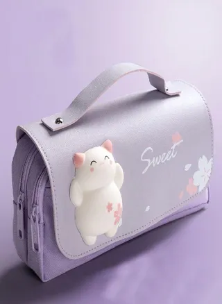 Student Girls Pen Pencil Case Cute Cat Pencil Case Portable Storage Box School Pouch Stationery 