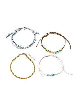 4-Piece Alloy Retro Style Anklet Chain 