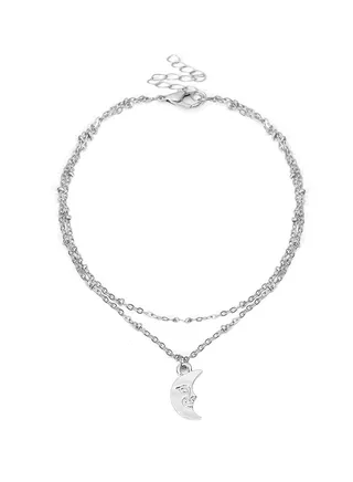 Alloy Moon Design Double-Layer Anklet Chain 