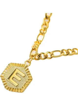 E Letter Design Charm Chain Anklet 