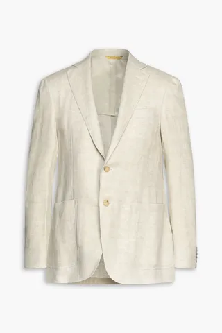 Mélange herringbone linen blazer