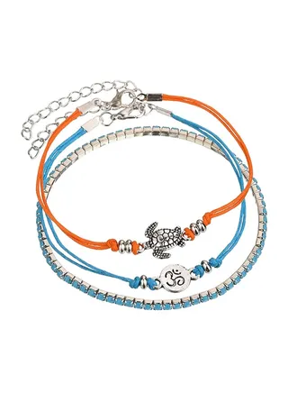 3-Piece Alloy Woven Design Anklet Chain 
