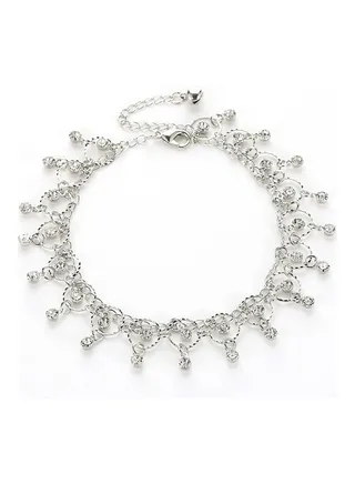 Women Fashion Crystal Tassel Anklet Beach Foot Jewelry 