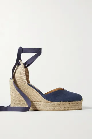 Castañer - + Net Sustain Chiara 80 Canvas Wedge Espadrilles - Blue