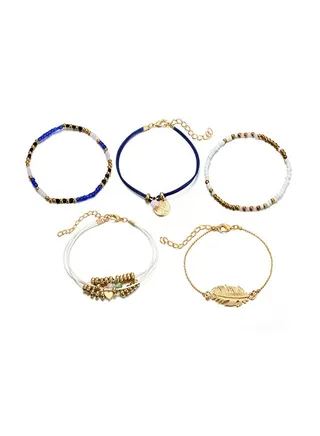 5-Piece Alloy Beaded Stylish Anklet Chain 