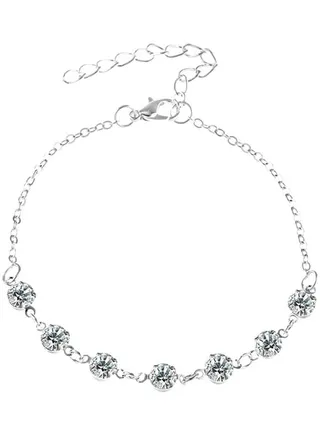 Rhinestone Studded Charm Anklet 