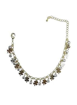 Stone Studded Leaf Design Anklet 