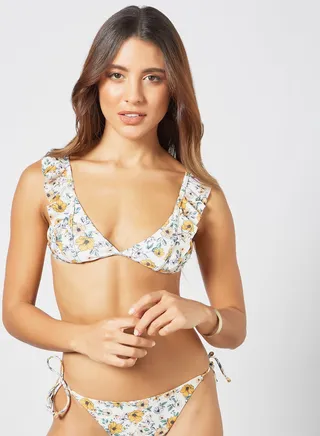 Floral Print Bikini Top Multicolour 