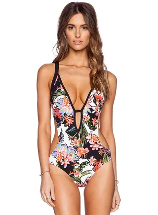 Floral Backless One Piece Multicolour 