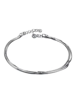 Snake Silk Chain Platinum-Plated Anklet 