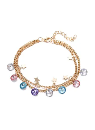 Alloy Beaded Rhinestone Anklet Chain 