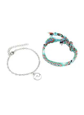 2-Piece Alloy Handmade Weave Design Anklet Chain 
