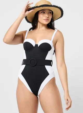 Belted High Leg Swimsuit 