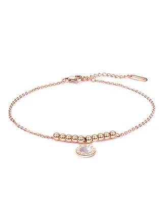 Rose Gold Plated Pearl Oyester Studded Anklet 