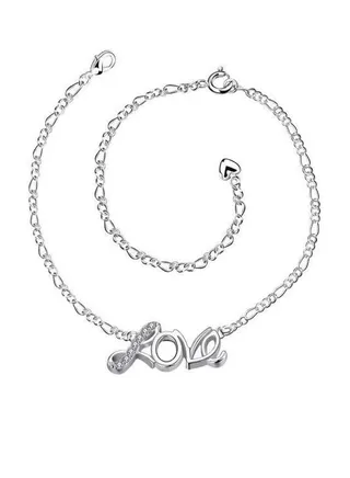 Silver Plated Cubic Zirconia Studded Anklet 