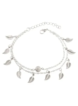 Double Layer Leaf Shape Chain Anklet 