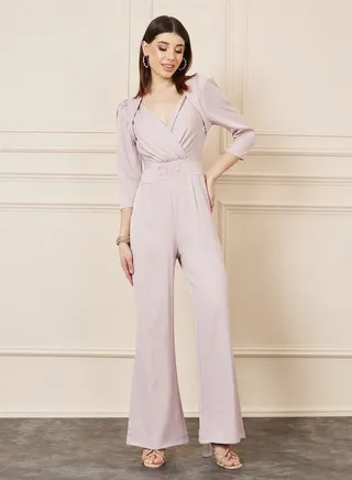 Embellished Wide Leg Tailored Jumpsuit