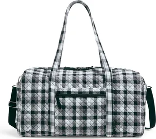 Vera Bradley Women's Recycled Cotton Large Travel Duffel Bag Kingbird Plaid