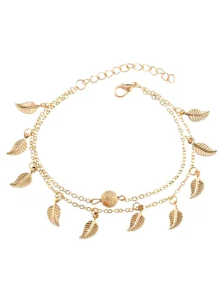 Double Layer Leaf Shape Chain Anklet 