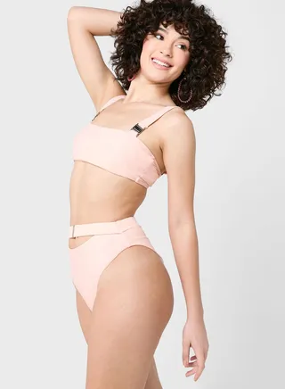 Square Neck Bikini Top And Bottom Set 