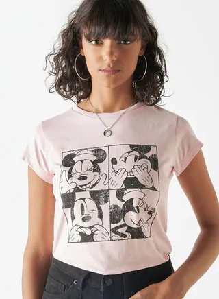 Mickey Mouse Print Crew Neck T-Shirt 