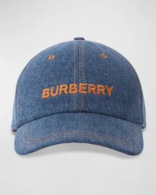Embroidered Logo Washed Denim Baseball Cap