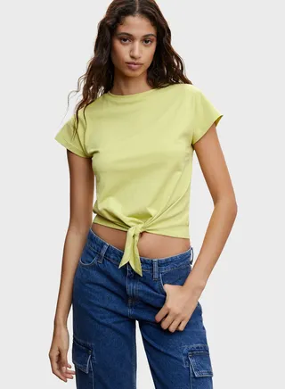 Front Knot Crop T-Shirt 