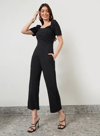 Sweetheart Neck Straight Leg Jumpsuit 