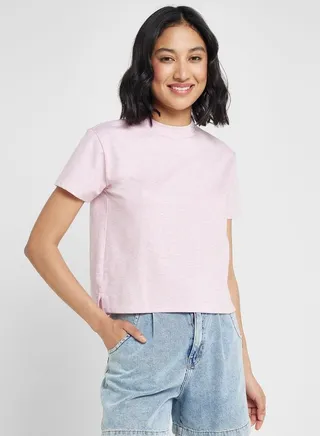 Mock Neck T-Shirt With Side Split