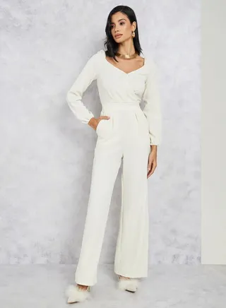 Textured Knit Straight Leg Jumpsuit 