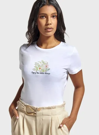 Slogan Round Neck T-Shirt