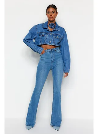 Blue High Waist Flare Jeans TWOSS21JE0246 