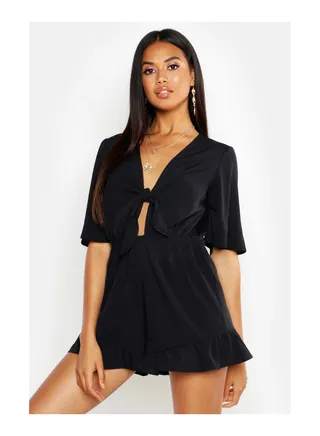 Ruffle Hem Knot Front Playsuit 