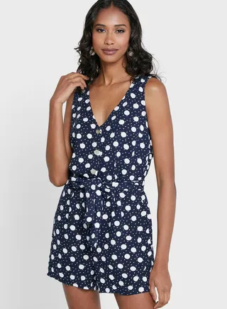 Button Tie Detail Playsuit 