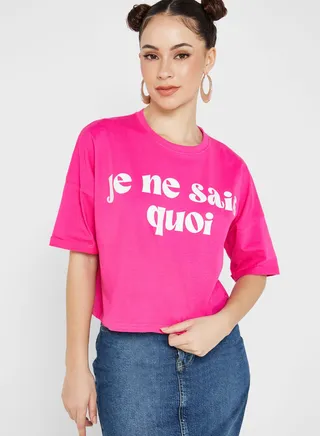 Wide Fit Graphic Cropped T-Shirt 