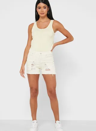 Distressed Denim Shorts 