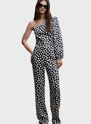 Belted Polka Dot Jumpsuit