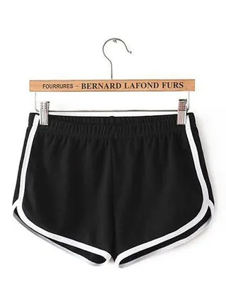 Drawstring Elastic Waist Fitness Running Shorts Black 