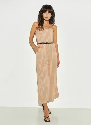2Xtremz Striped Bandeau Jumpsuit with Belt 