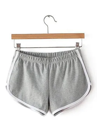 Drawstring Elastic Waist Fitness Running Shorts Light Grey 